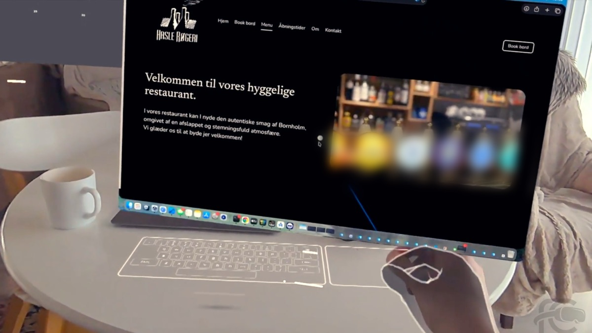 Hand tracking on a virtual Mac screen while the real desk stays visible